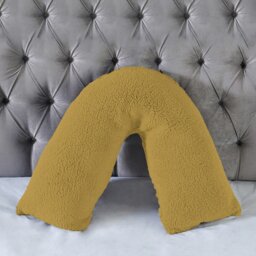 Rackhams Teddy Bear Fleece Super Soft Cosy V Shape Pillowcase - Ochre - thumbnail 1
