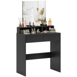 Rackhams Dressing Table with Mirror, Drawers, for Bedroom, Black - Black - No - Copper-free mirror included - thumbnail 2