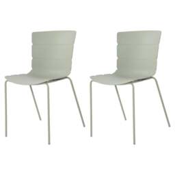 Rackhams Pair of Bali Modern Dining Chairs, Contoured & Ribbed Seats - Light Grey - thumbnail 3