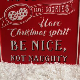 Rackhams 68cm Indoor Outdoor Red Metal Santa's Rules Sign Hanging Christmas Decoration - thumbnail 2