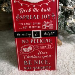 Rackhams 68cm Indoor Outdoor Red Metal Santa's Rules Sign Hanging Christmas Decoration - thumbnail 5