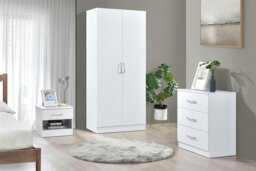 Rackhams Highbury 3 Piece Bedroom Set With 2 Door Double Wardrobe - White - thumbnail 1