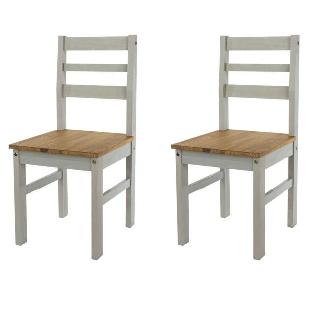 Rackhams Pair of Linea Ladder Back Chairs, Waxed Pine - Grey - image 1