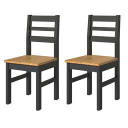 Rackhams Pair of Linea Ladder Back Chairs, Waxed Pine - Grey - thumbnail 3