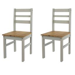 Rackhams Pair of Linea Ladder Back Chairs, Waxed Pine - Grey - thumbnail 1