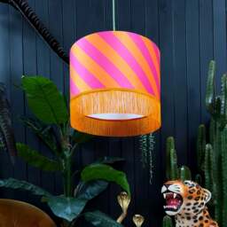 "Rackhams Tutti Frutti Helter Skelter Velvet Lampshades With Fringing - Table / Floor Lamp - 25cm diameter x 20cm height / 10"" x 8""" - thumbnail 2