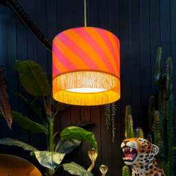 "Rackhams Tutti Frutti Helter Skelter Velvet Lampshades With Fringing - Table / Floor Lamp - 25cm diameter x 20cm height / 10"" x 8""" - thumbnail 3