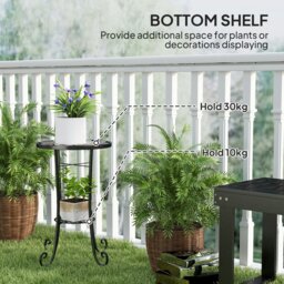 Rackhams 35.5cm Round Mosaic Garden Side Table Plant Stand w/ Shelf, Orange - Orange - Metal, Ceramic Tile - Φ35.5 x 54.5H cm - thumbnail 4