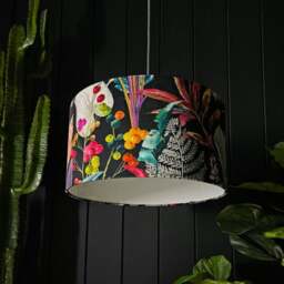 "Rackhams Acid Jungle Velvet Lampshade - Ceiling Pendant / Arc Lamp - 40cm Diameter x 25cm Height (16"" x 10"")"