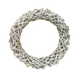 Rackhams Rattan Wreath White - 50cm - White - thumbnail 1