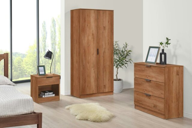 Rackhams Richmond 3 Piece Bedroom Set With 2 Door Double Wardrobe - Oak