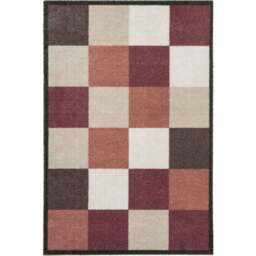 Rackhams Recycled Washable Geometric Red Mat - 130 - 50X75 cm