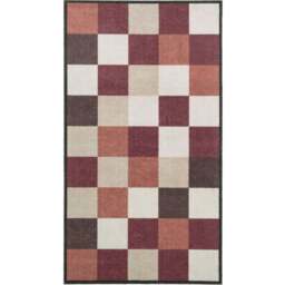 Rackhams Recycled Washable Geometric Red Mat - 130 - 50X75 cm - thumbnail 2