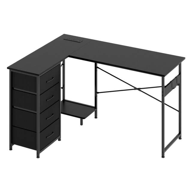 Rackhams Office Gaming Desk Reversible L-shaped Corner Computer Table 4 Drawers - image 1