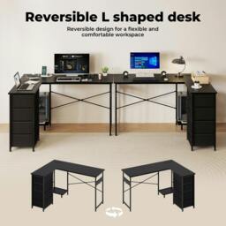 Rackhams Office Gaming Desk Reversible L-shaped Corner Computer Table 4 Drawers - thumbnail 3