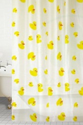 Rackhams Pack of 2 Peva Yellow Duck Shower Curtains With Rings Ideal for Kids