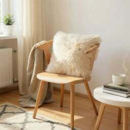 Rackhams Genuine Sheepskin Real Wool Single Sided Cushion - Brown - thumbnail 6
