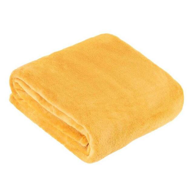 Rackhams Harrow Fleece Throw - Ochre - 140cm x 180cm - Ochre - 100% Polyester - image 1