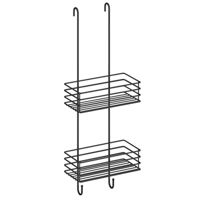 Rackhams Matt Black Stainless Steel Double Hanging Shower Basket - image 1