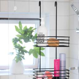 Rackhams Matt Black Stainless Steel Double Hanging Shower Basket - thumbnail 3