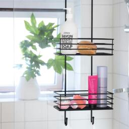 Rackhams Matt Black Stainless Steel Double Hanging Shower Basket - thumbnail 2