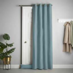 Rackhams Velvet Chenille Thermal Fleece Lined Single Eyelet Door Curtain - Teal