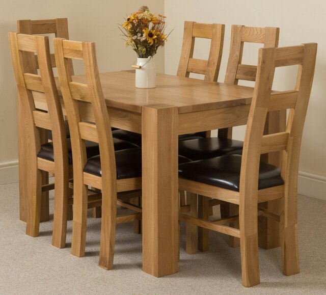 Rackhams Kuba Small Oak Dining Table with Yale Oak Chairs - Natural Oak - 6 chairs - image 1