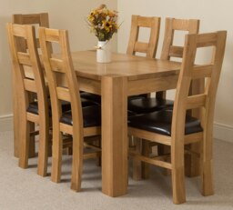 Rackhams Kuba Small Oak Dining Table with Yale Oak Chairs - Natural Oak - 6 chairs - thumbnail 1