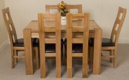 Rackhams Kuba Small Oak Dining Table with Yale Oak Chairs - Natural Oak - 6 chairs - thumbnail 5