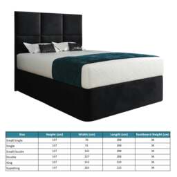 Rackhams Caprio Upholserted Floorstanding Headboard With Divan Bed Frame - Black - Black - Super king - thumbnail 4