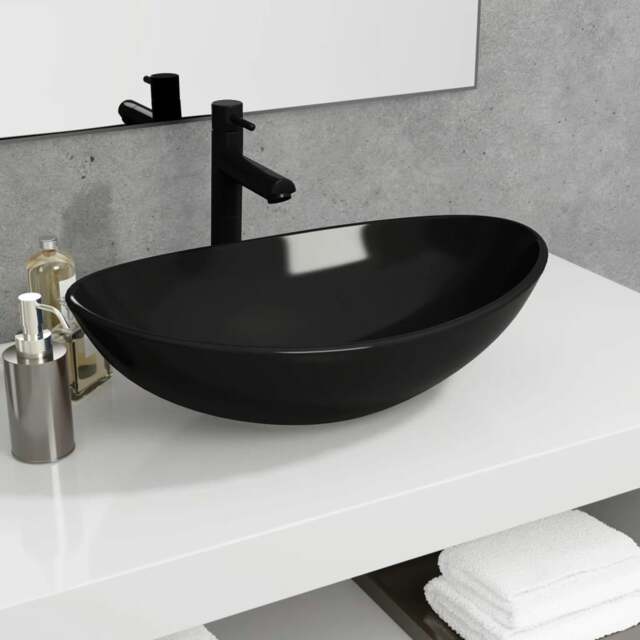 Rackhams Basin Tempered Glass 54.5x35x15.5 cm Black