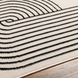 Rackhams Pisa-Modern Off-White Black Graphic Rug - 80 x 220 cm - thumbnail 4