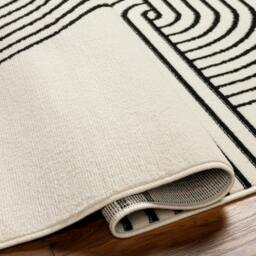 Rackhams Pisa-Modern Off-White Black Graphic Rug - 80 x 220 cm - thumbnail 5