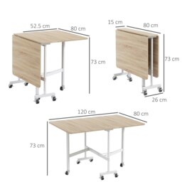 Rackhams Drop Leaf Table with 6 Wheels Folding Dining Table - thumbnail 4