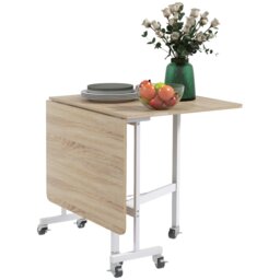 Rackhams Drop Leaf Table with 6 Wheels Folding Dining Table - thumbnail 3