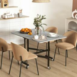 Rackhams Drop Leaf Table with 6 Wheels Folding Dining Table