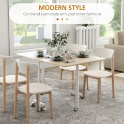 Rackhams Drop Leaf Table with 6 Wheels Folding Dining Table - thumbnail 5