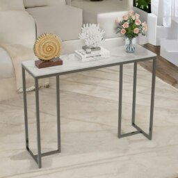 Rackhams Marble Hallway Console Table With 3 Legs White And Black - thumbnail 4
