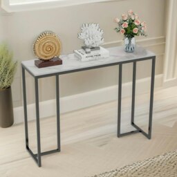 Rackhams Marble Hallway Console Table With 3 Legs White And Black