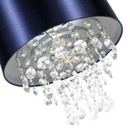 Rackhams Modern Navy Satin Fabric Pendant Light Shade with Transparent Acrylic Droplets - thumbnail 3