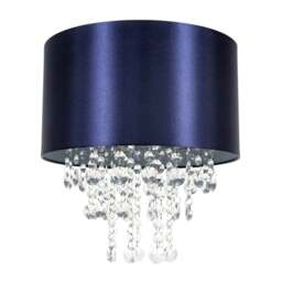 Rackhams Modern Navy Satin Fabric Pendant Light Shade with Transparent Acrylic Droplets