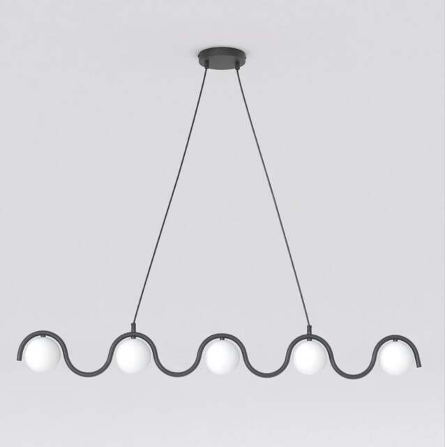 Rackhams SINUS Pendant lamp 5 x G9 Black with White Shade - image 1