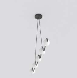 Rackhams SINUS Pendant lamp 5 x G9 Black with White Shade - thumbnail 3