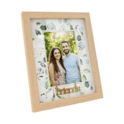 Rackhams Modern Oak MDF Gold Friends Picture Frame with Green Floral Decoration - thumbnail 2