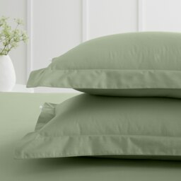 Rackhams 200 Thread Count Cotton Percale Oxford Pillowcase Pair - Sage - 50x75cm (x2) - thumbnail 2
