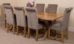 Rackhams Vermont Cross Leg Oak Extending Dining Table with Washington Fabric Chairs - 8 chairs - Black - thumbnail 3
