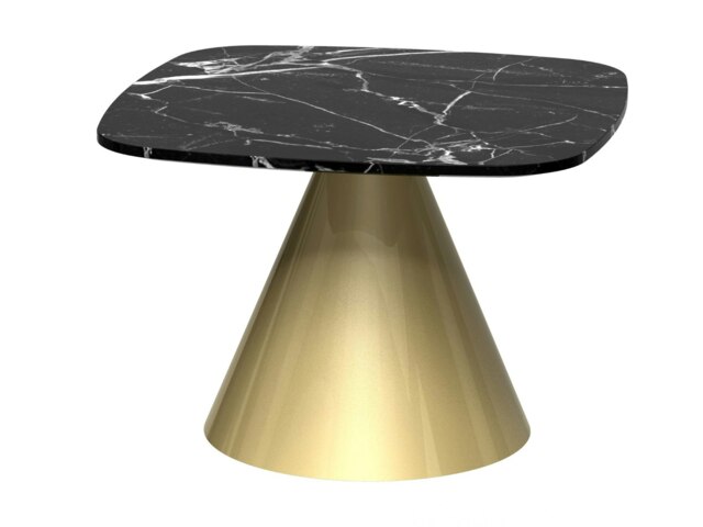 Rackhams Oscar Square Side Tables - Brass Brushed - Black Marble - image 1