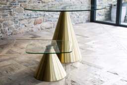 Rackhams Oscar Square Side Tables - Brass Brushed - Black Marble - thumbnail 6