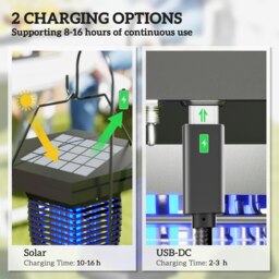 Rackhams 2-in-1 Electric Fly Zapper with UVA Light, Hanging Garden Lantern - Black - Dia. 18.5 x 23.5H cm - thumbnail 4