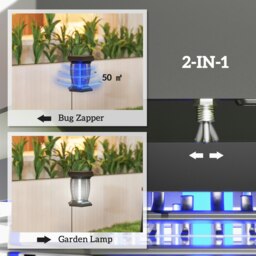 Rackhams 2-in-1 Electric Fly Zapper with UVA Light, Hanging Garden Lantern - Black - Dia. 18.5 x 23.5H cm - thumbnail 3